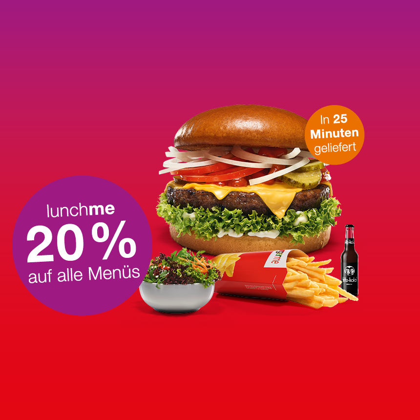 Lunchtime: 20% Rabatt auf alle Menüs!