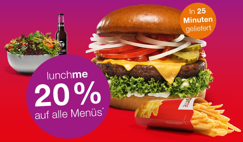 Lunchtime: 20 % Rabatt auf Menüs!